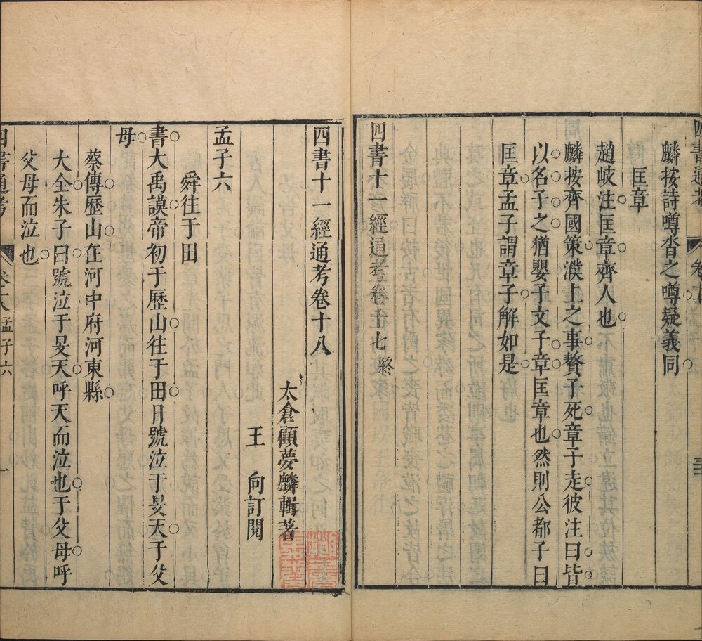 四书十一经通考. 二十卷. 明. 顾梦麟撰. 明崇祯十七年刊本