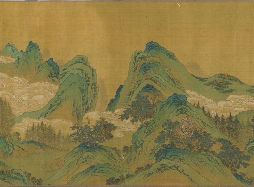蟠桃仙会图卷. 明. 仇英(款)绘. 绢本设色(40x440.5 厘米)