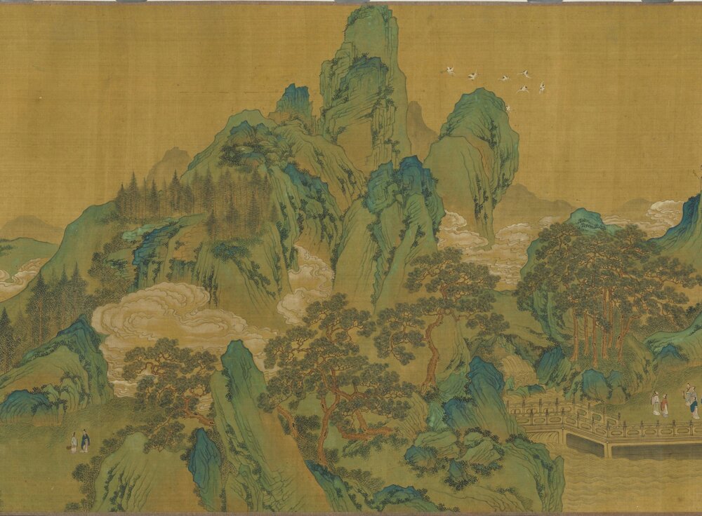 蟠桃仙会图卷. 明. 仇英(款)绘. 绢本设色(40x440.5 厘米)