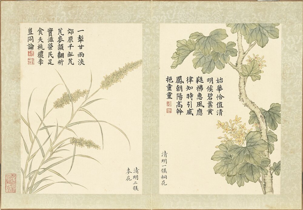 二十四番花信风图册. 十二开. 清. 董诰. 画. 纸本设色(20x14.2 厘米)清嘉庆十二年