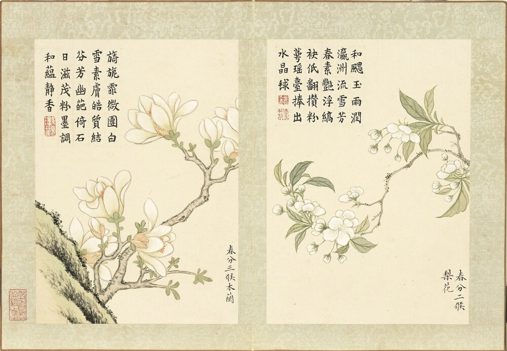 二十四番花信风图册. 十二开. 清. 董诰. 画. 纸本设色(20x14.2 厘米)清嘉庆十二年