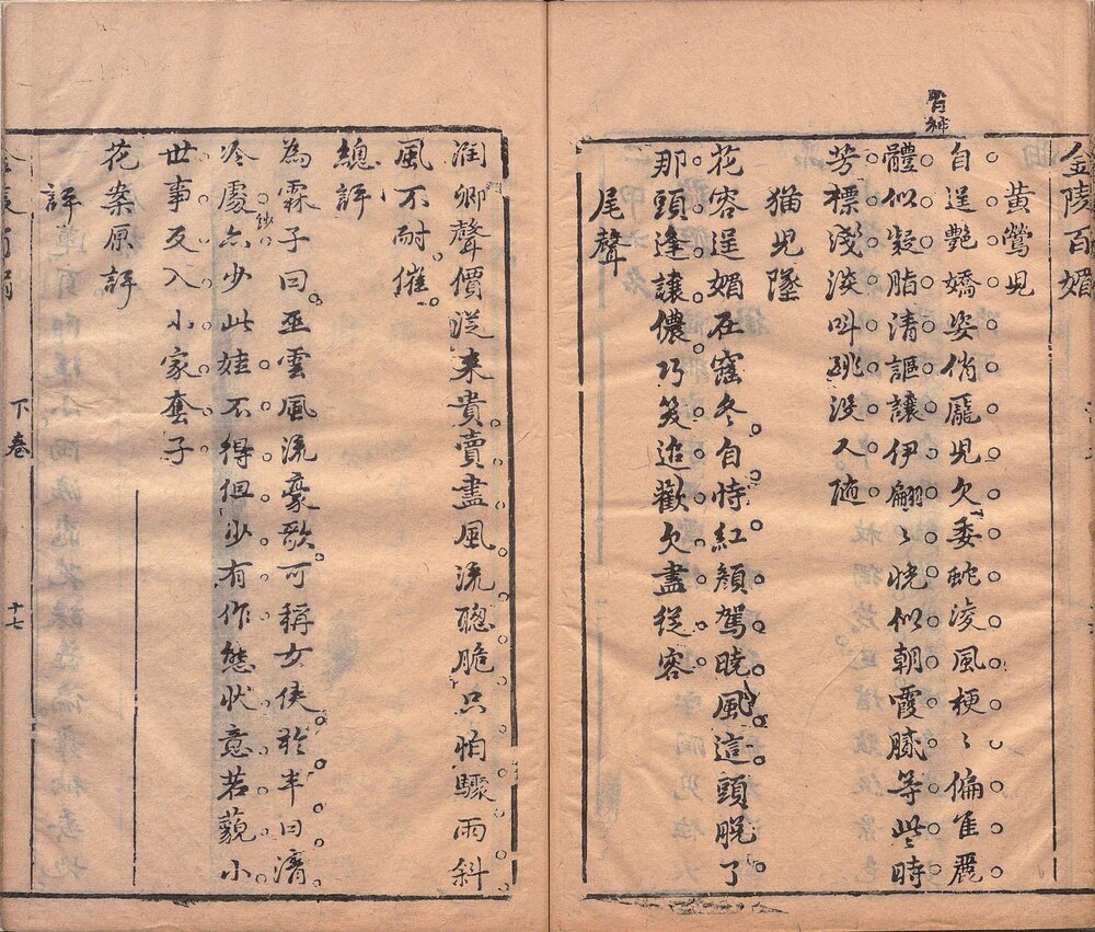 金陵百媚. 二卷. 图一卷. 明. 为霖子. 撰. 冯梦龙. 评. 明万历四十六年序阊门钱益吾萃奇馆刊本