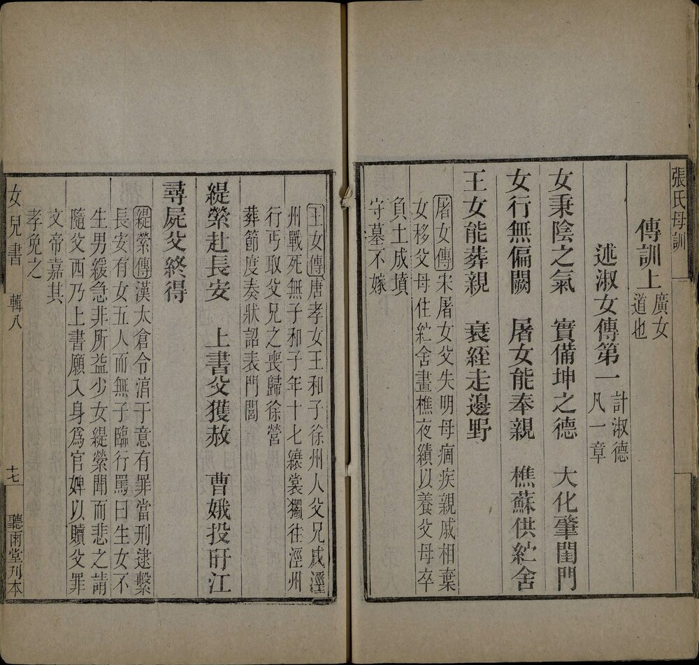 女儿书辑. 八种. 清. 张承燮辑. 清光绪二十六年听雨堂刊本