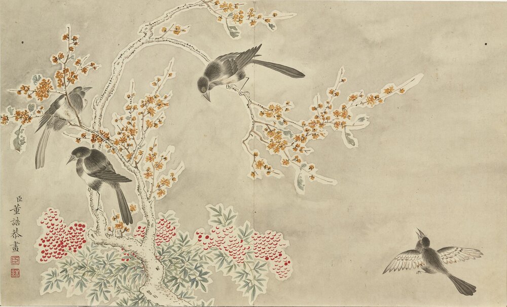 平安春喜图册. 十开. 清. 董诰绘. 纸本设色（21.5x35.5）