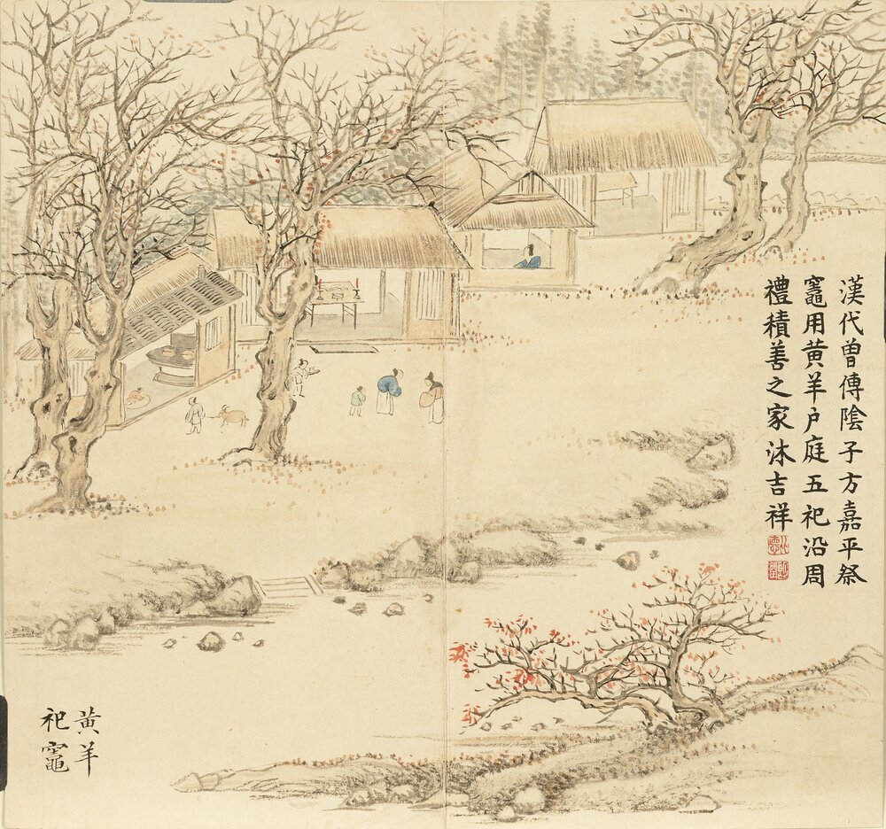饯腊迎祥图册. 八开. 清. 董诰画. 纸本设色(23.9x25.4 厘米)清嘉庆二十一年