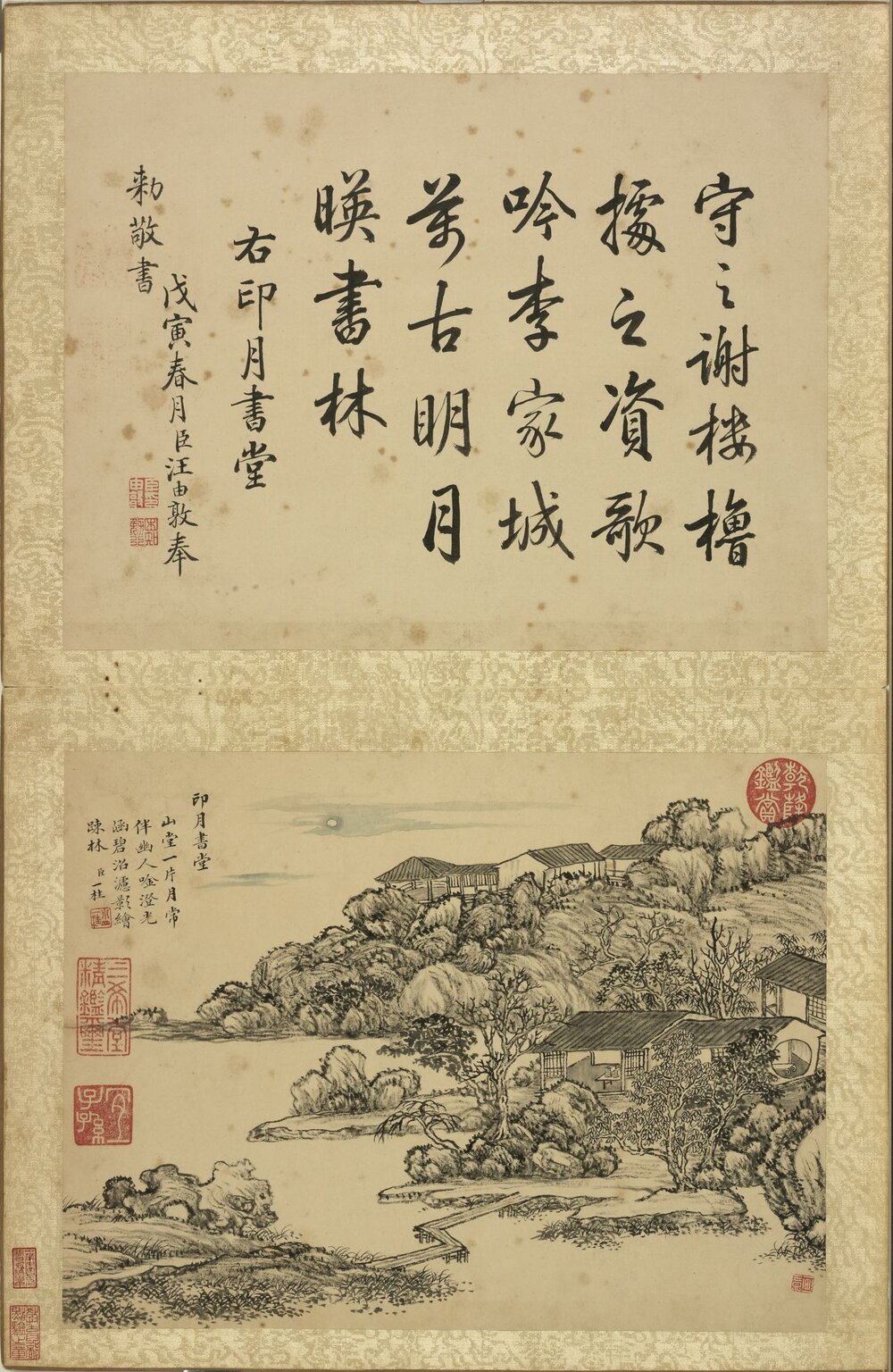 书城十二图册. 清. 邹一桂画. 纸本设色（23.5x31 厘米）清乾隆二十三年绘