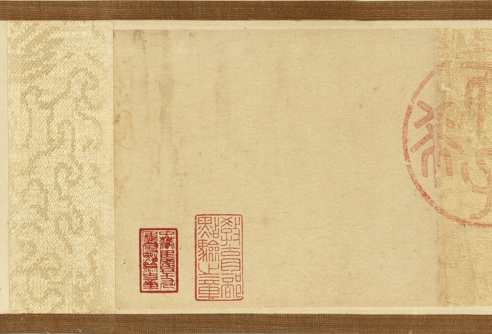 采梅图小手卷. 清. 金廷标绘. 纸本设色(7x128 厘米)