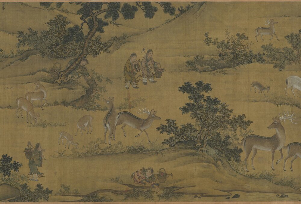 百禄图卷. 明. 佚名绘. 绢本设色(45.6x290 厘米)