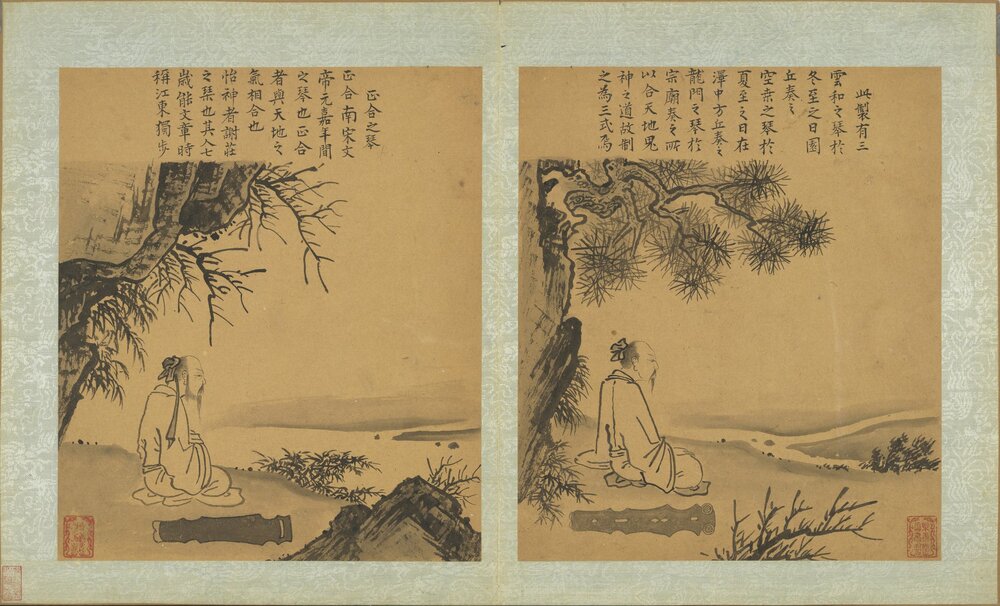 历代琴式图册. 十六开. 传宋人绘. 纸本水墨(37.6x27.2 厘米)含单页细节