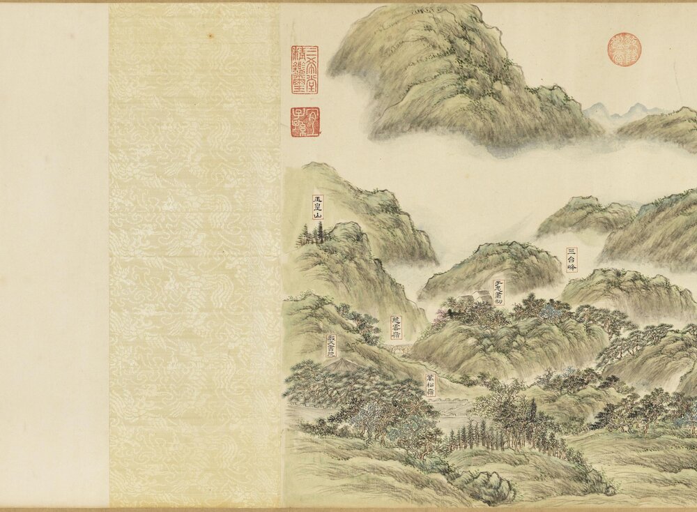 西湖十景图卷. 清. 董邦达绘. 纸本设色（41.7x361.8 厘米）