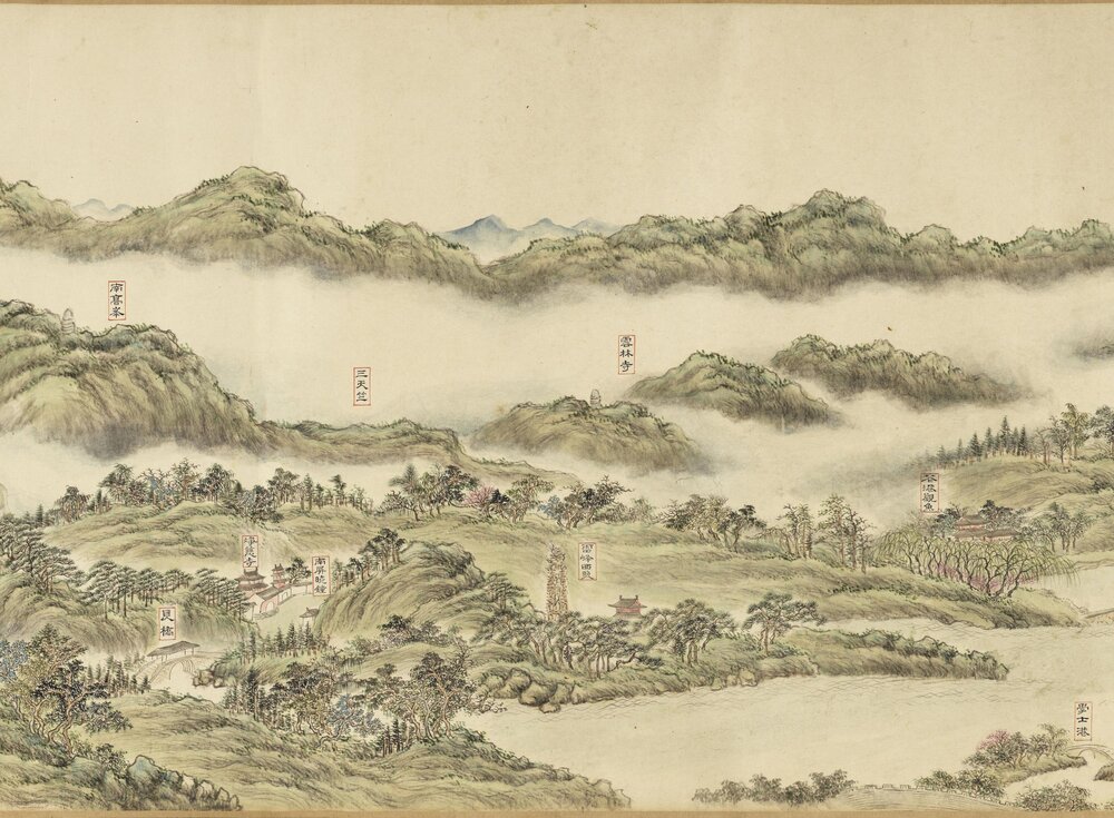 西湖十景图卷. 清. 董邦达绘. 纸本设色（41.7x361.8 厘米）