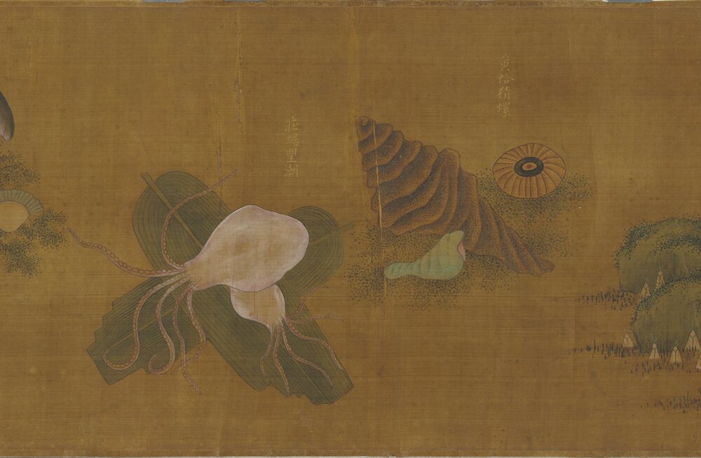 海珍图卷. 南宋. 刘松年. 绘. 绢本设色(26.8x320.7 厘米)故畫 001461