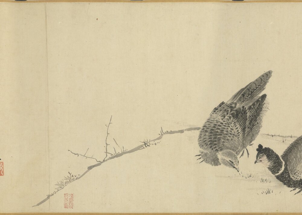 写生图卷. 宋. 法常. 绘. 纸本墨笔(44.5x1017.1 厘米)宋咸淳元年