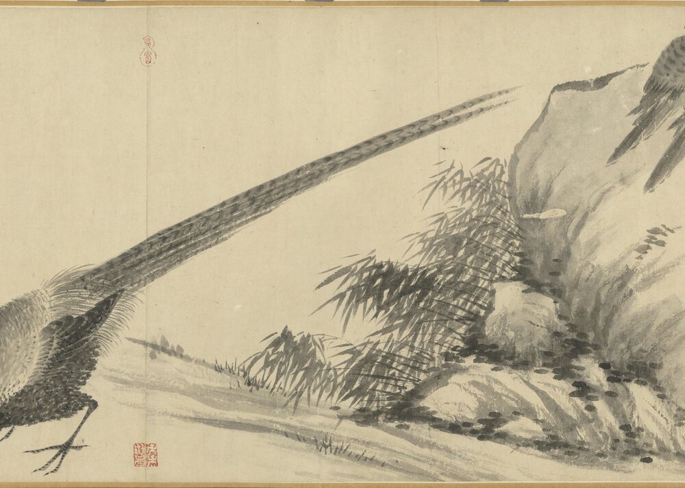 写生图卷. 宋. 法常. 绘. 纸本墨笔(44.5x1017.1 厘米)宋咸淳元年