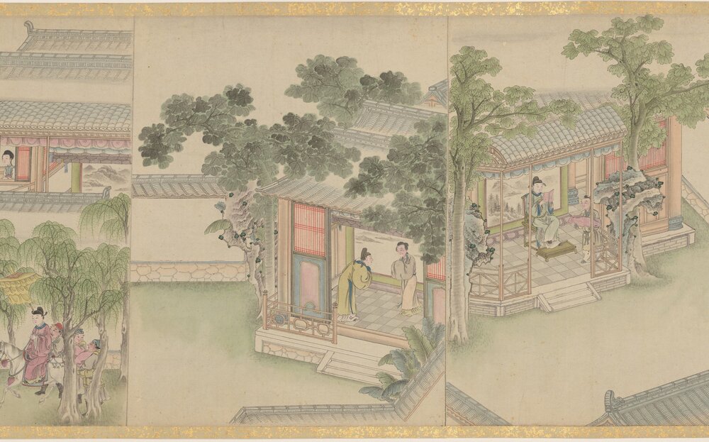 会真全图. 西厢故事图卷. 清. 禹之鼎绘. 纸本设色(871.5x29.6 厘米)