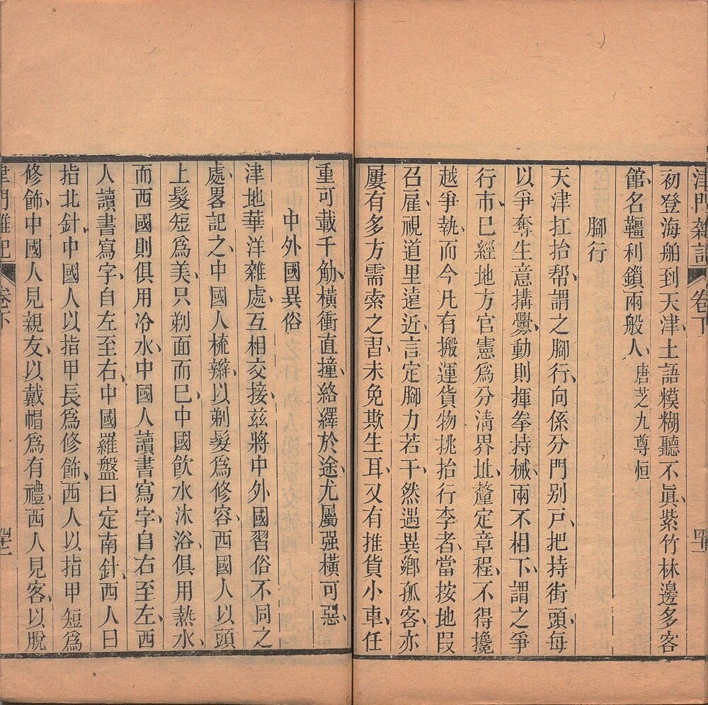 津门杂记. 上中下卷. 清. 张焘撰. 清光绪十年游艺山庄刊本