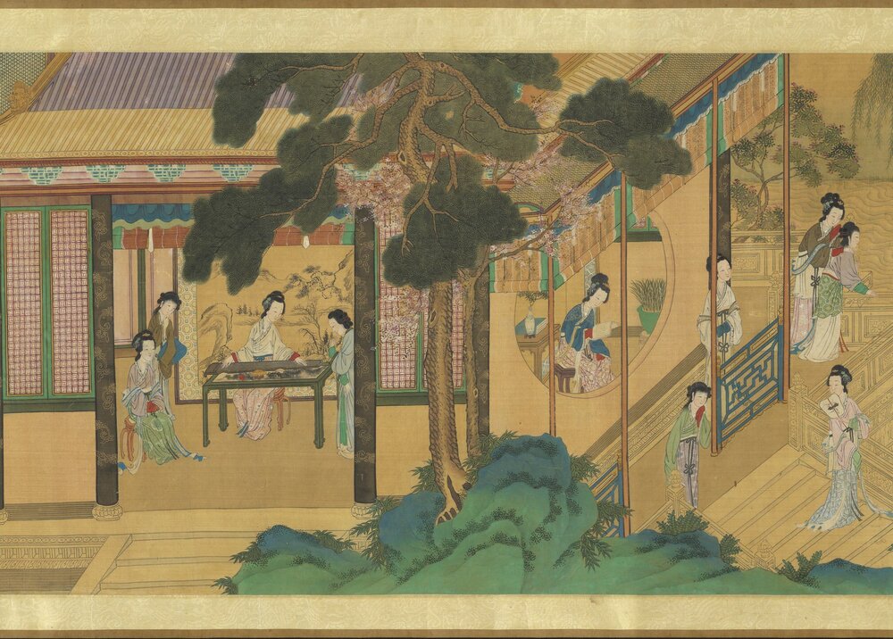 百美图卷. 旧传明. 仇英. 绘. 绢本设色(36.8x483.2 厘米). 台北故宫博物院藏