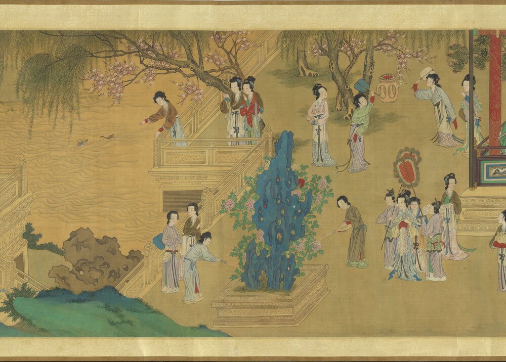 百美图卷. 旧传明. 仇英. 绘. 绢本设色(36.8x483.2 厘米). 台北故宫博物院藏
