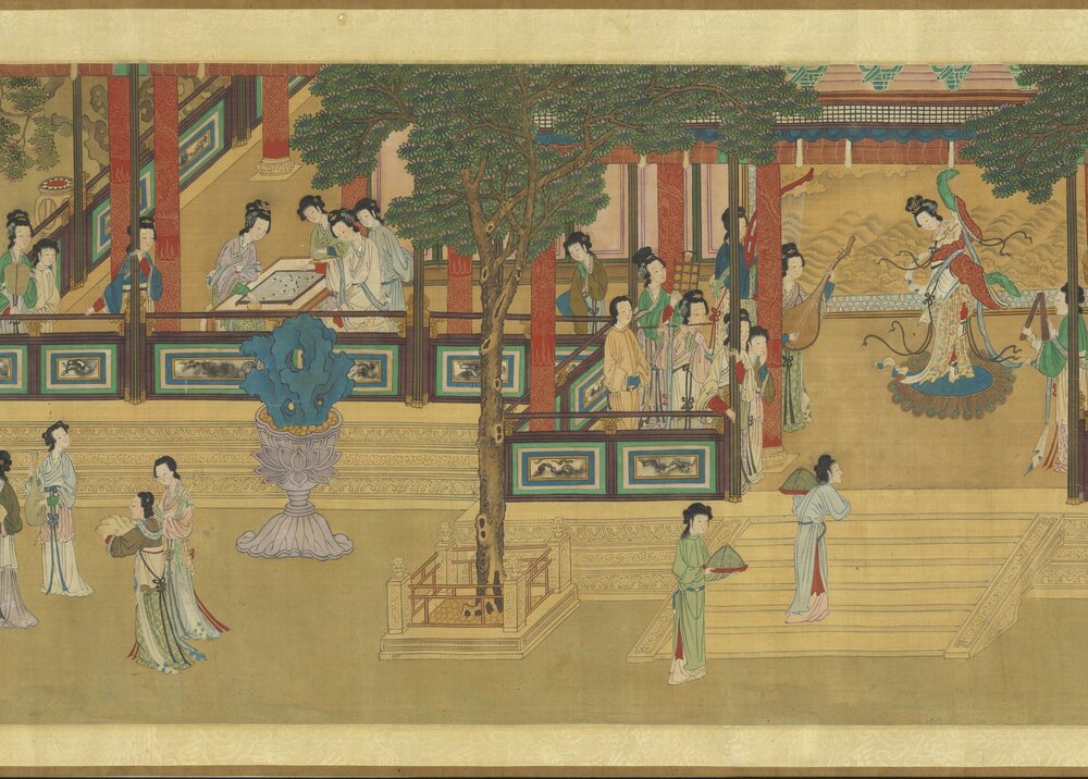 百美图卷. 旧传明. 仇英. 绘. 绢本设色(36.8x483.2 厘米). 台北故宫博物院藏