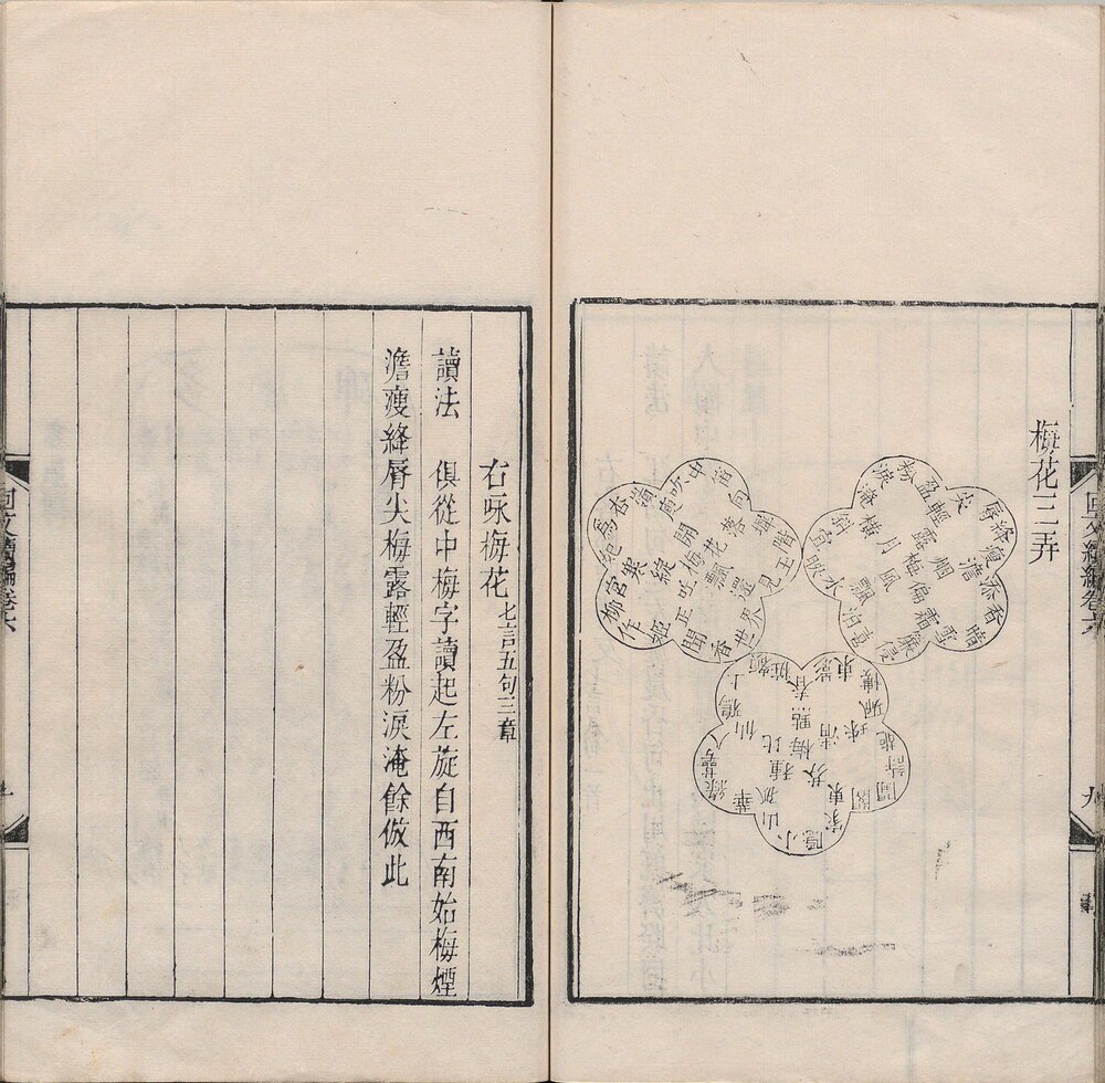 回文类聚. 四卷. 另编图一卷. 续编十卷. 宋. 桑世昌. 撰. 清. 朱象贤续. 麟玉堂藏板. 清康熙时期刊本