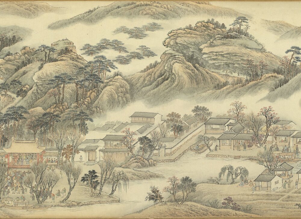升平万国图卷. 清. 周鲲. 绘. 绢本设色(31.3x480.5 厘米). 清乾隆十年