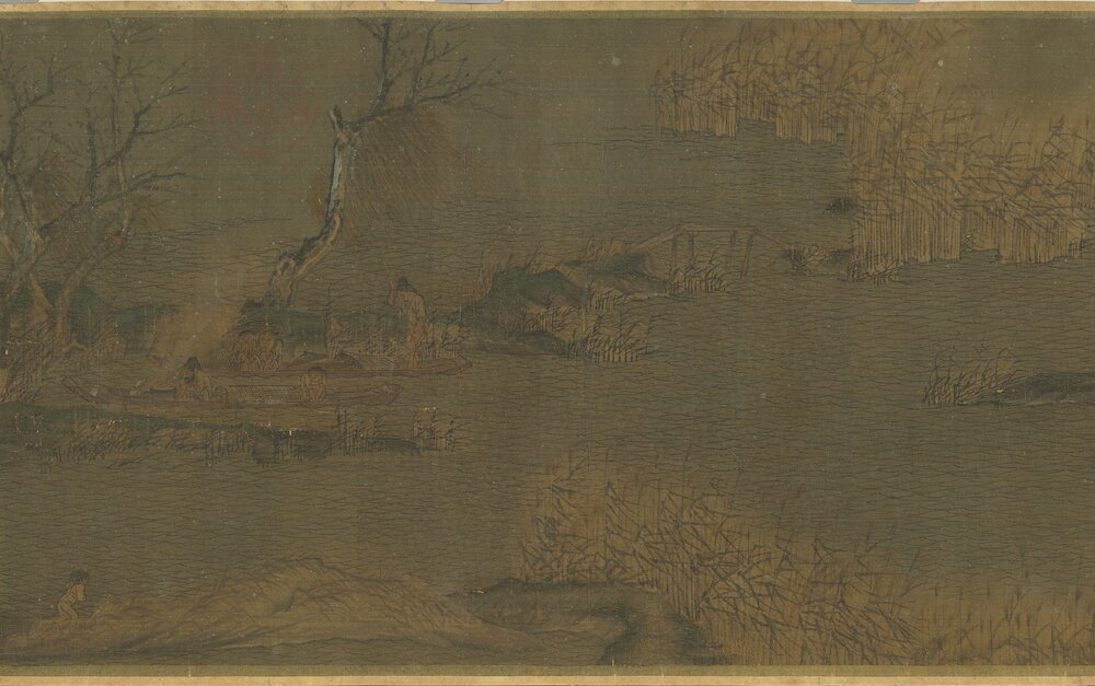 江行初雪图卷. 五代南唐. 赵幹绘. 绢本设色(25.9x376.5 厘米)
