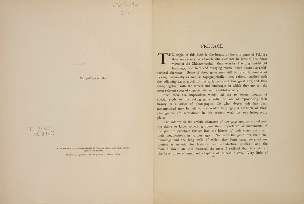 北京的城墙和城门.The Walls and Gates of Peking.By Osvald Siren. 喜仁龙. 英文版.1924 年