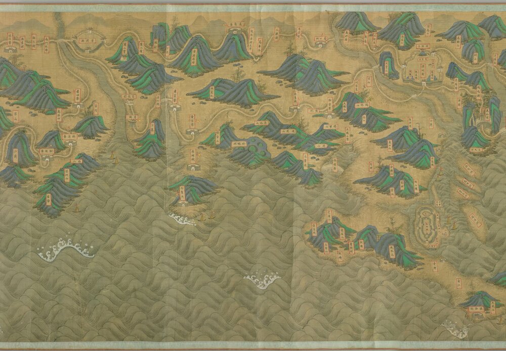 福建省海岸全图. 绢本设色. 清绘本