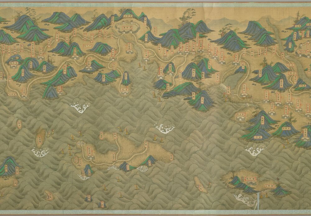 福建省海岸全图. 绢本设色. 清绘本