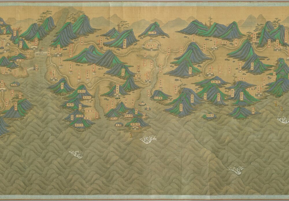 福建省海岸全图. 绢本设色. 清绘本