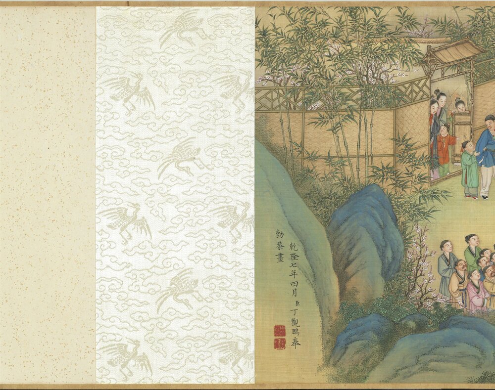 太平春市图卷. 清. 丁观鹏绘. 绢本设色.39948x4444 像素. 清乾隆七年