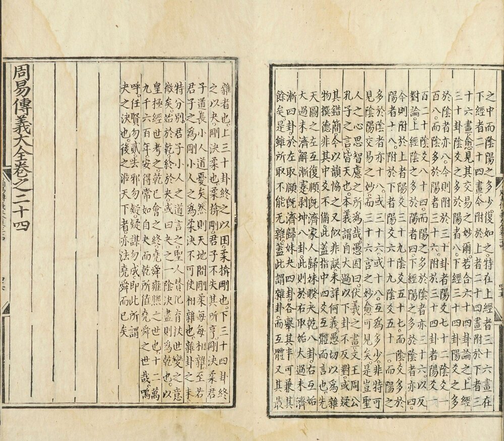 周易传义大全. 二十四卷. 首一卷. 明. 胡广. 等奉敕撰. 明永乐十三年内府刊本