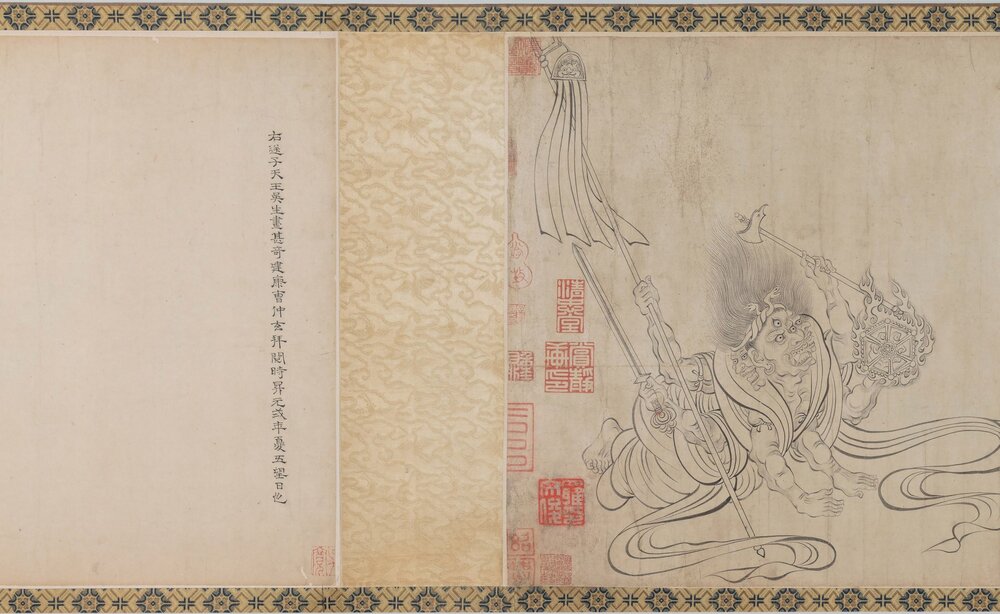 送子天王图. 传唐. 吴道子绘. 纸本墨笔