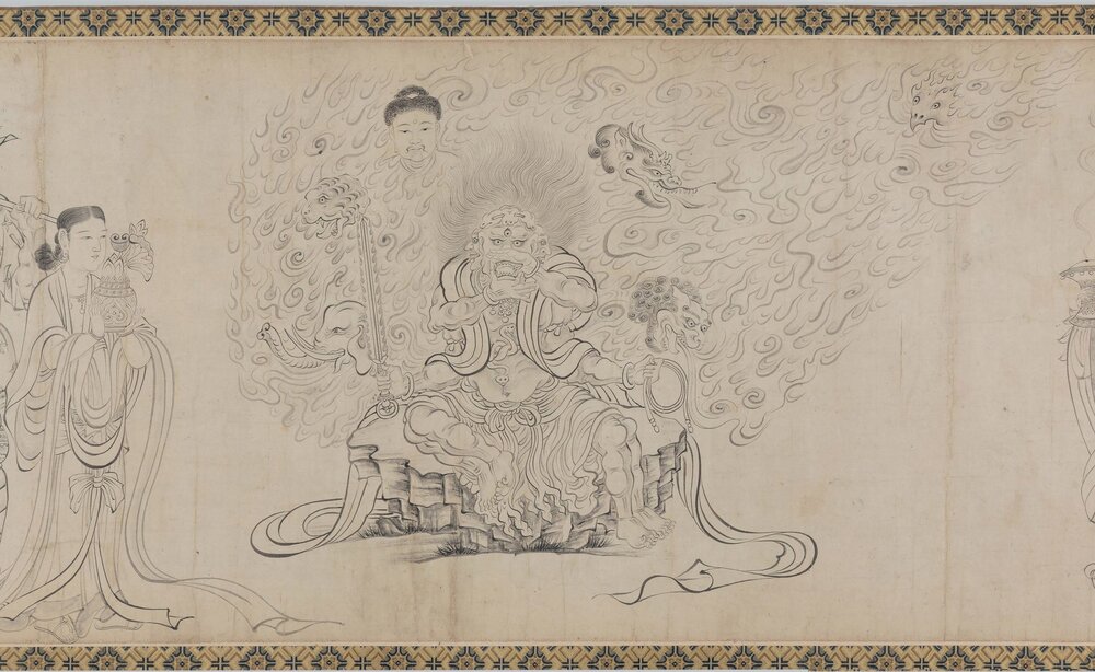 送子天王图. 传唐. 吴道子绘. 纸本墨笔