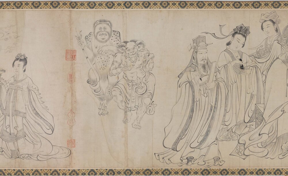 送子天王图. 传唐. 吴道子绘. 纸本墨笔