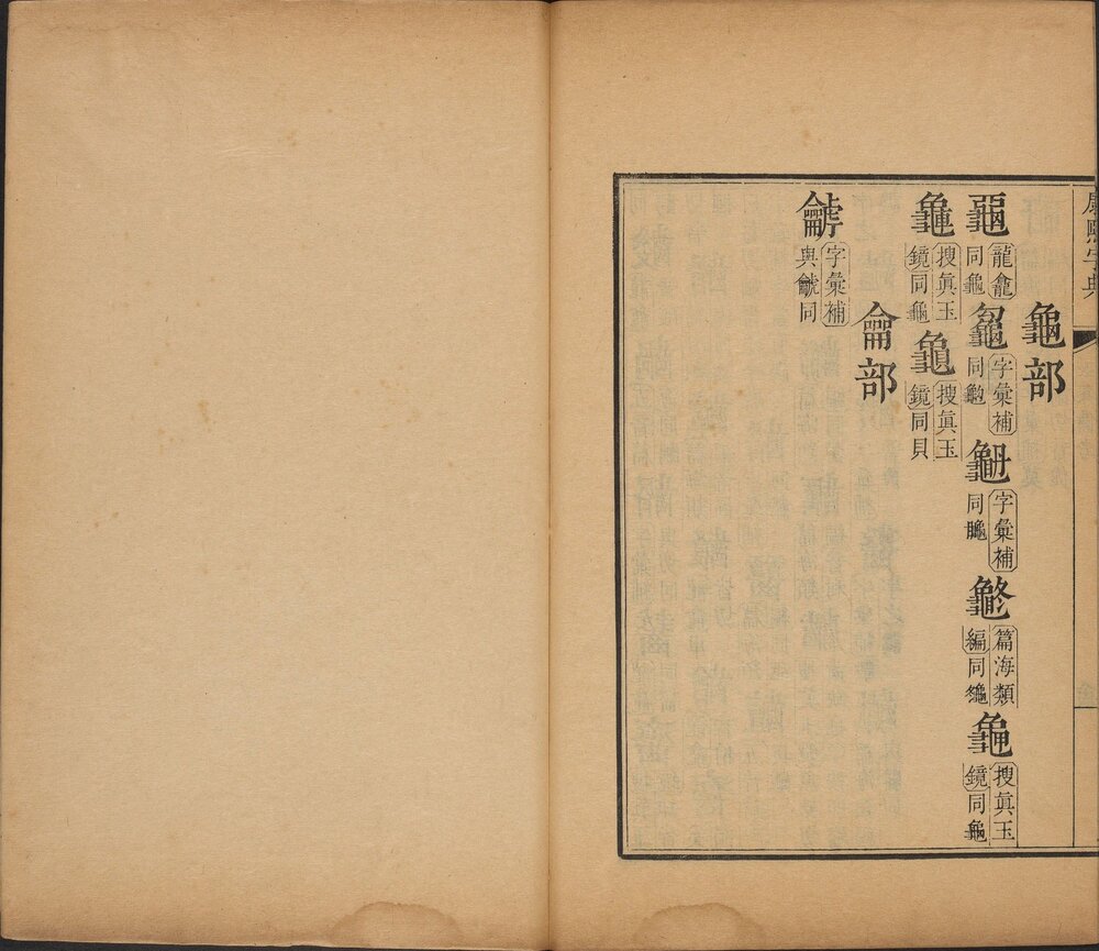 康熙字典. 十二集. 附. 总目. 检字. 辨似. 等韵. 补遗. 备考. 清. 张玉书等纂. 清康熙五十五年内府刊本