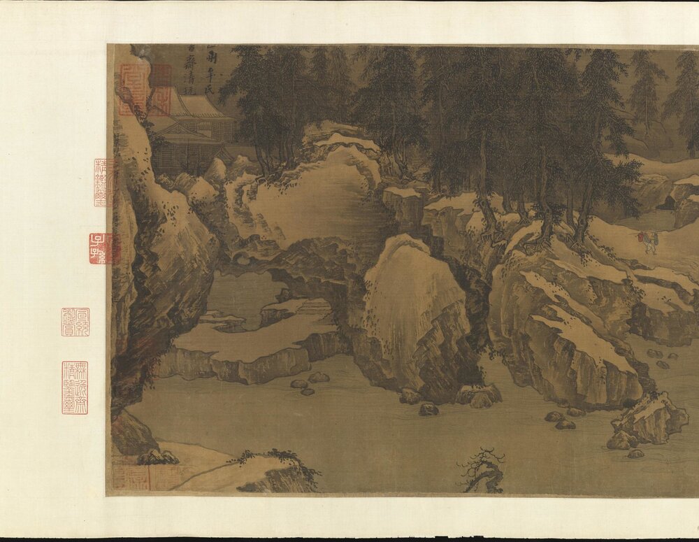 溪山雪意图. 南宋. 刘松年仿. 高克明绘. 绢本设色