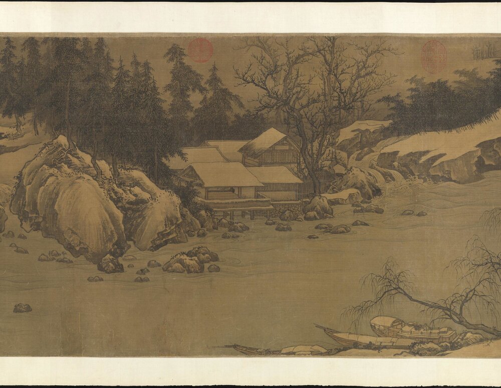 溪山雪意图. 南宋. 刘松年仿. 高克明绘. 绢本设色