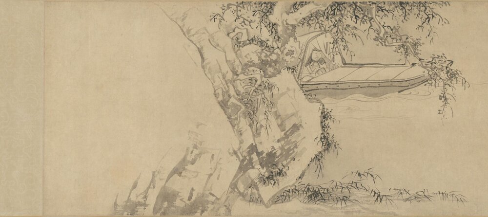 古贤诗意图卷. 明. 金琮. 书. 杜堇画. 纸本墨笔