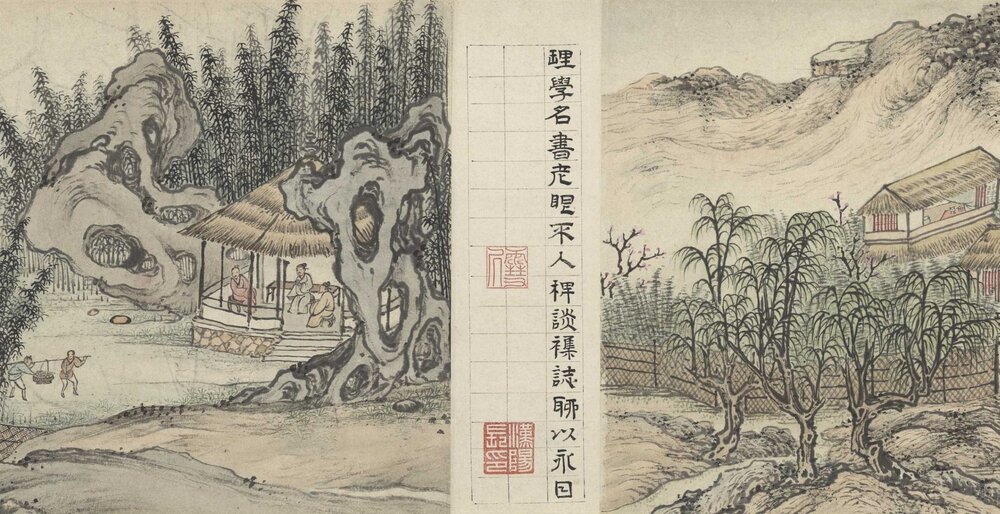销闲清课图卷. 明. 孙克弘绘. 纸本设色