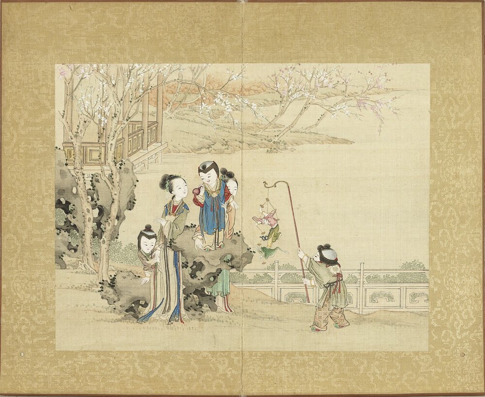 升平乐事图册. 十二开. 绢本设色(18.5x24.3 厘米). 清嘉庆时期绘本