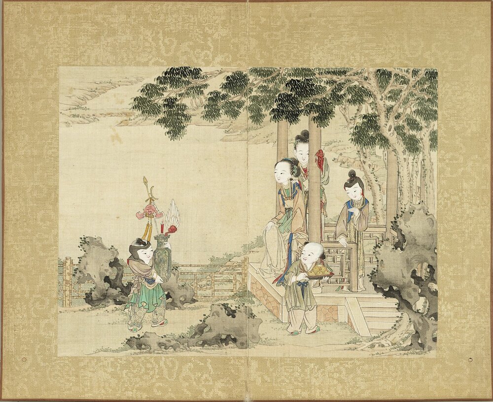 升平乐事图册. 十二开. 绢本设色(18.5x24.3 厘米). 清嘉庆时期绘本