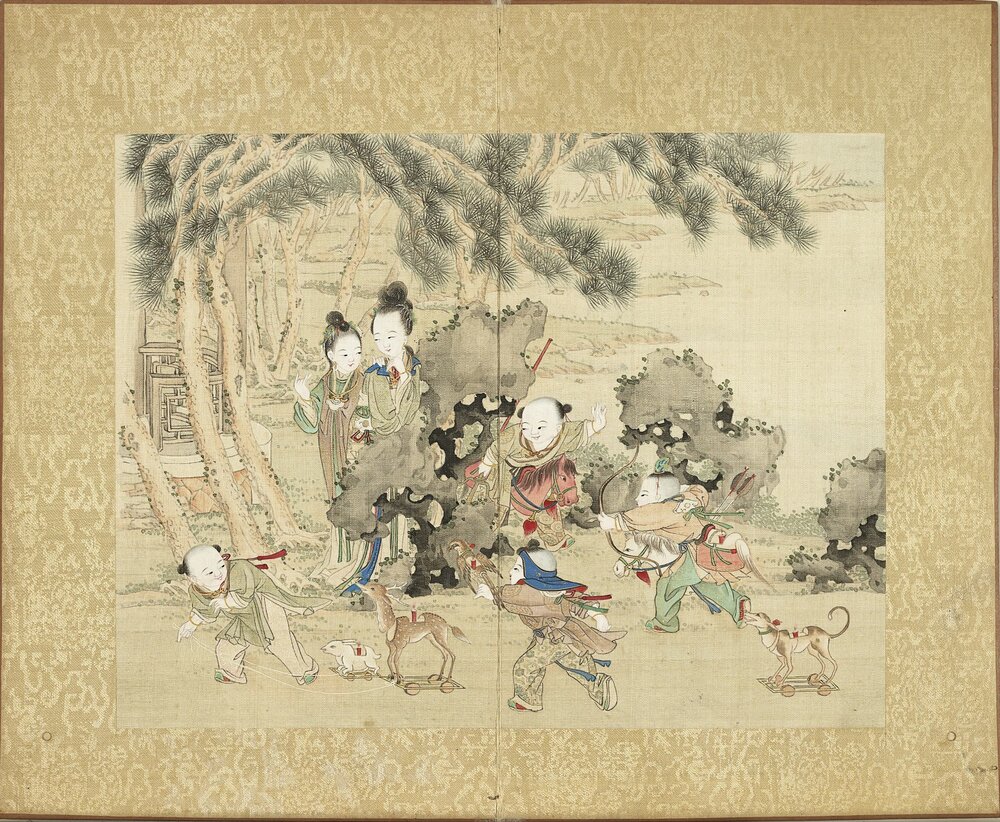 升平乐事图册. 十二开. 绢本设色(18.5x24.3 厘米). 清嘉庆时期绘本