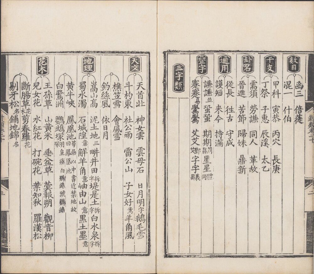 对类. 二十卷. 附. 习对发蒙格式一卷. 明内府经厂刊本