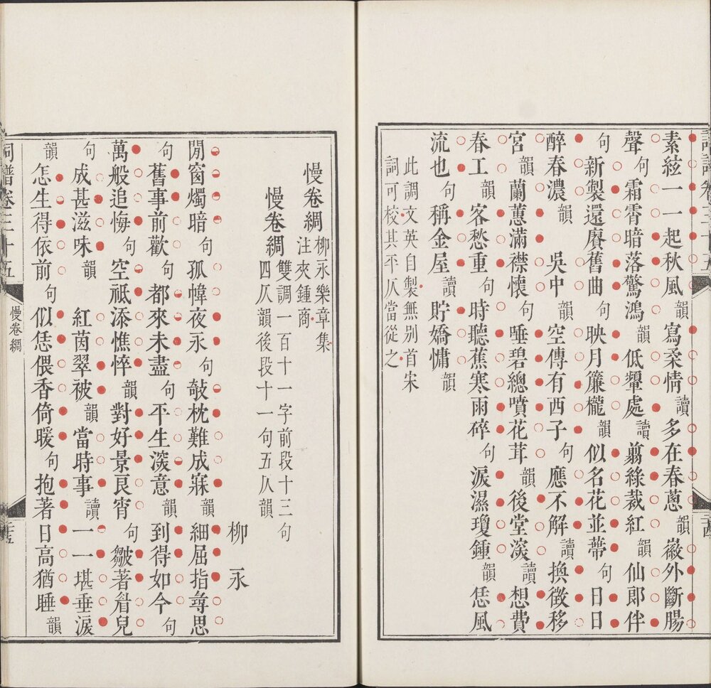 钦定词谱.40 卷. 清. 陈廷敬. 王奕清等奉敕纂修. 清康熙 54 年内府刊朱墨套印本