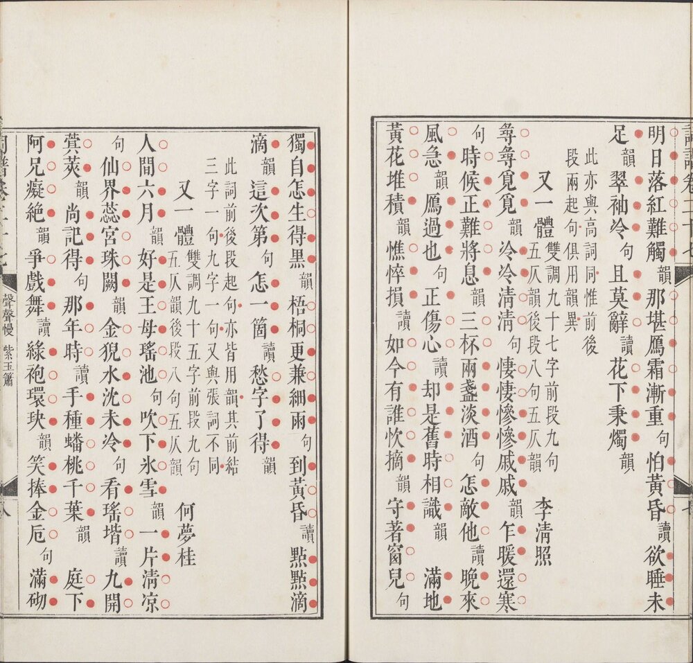 钦定词谱.40 卷. 清. 陈廷敬. 王奕清等奉敕纂修. 清康熙 54 年内府刊朱墨套印本