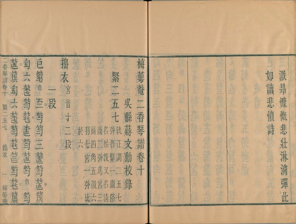 二香琴谱. 十卷. 清. 蒋文勋撰. 梅华庵藏板. 清道光十三年刊本