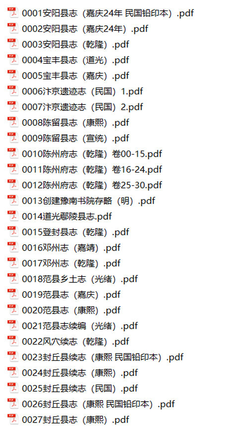 河南地方志县志明清民国版本
