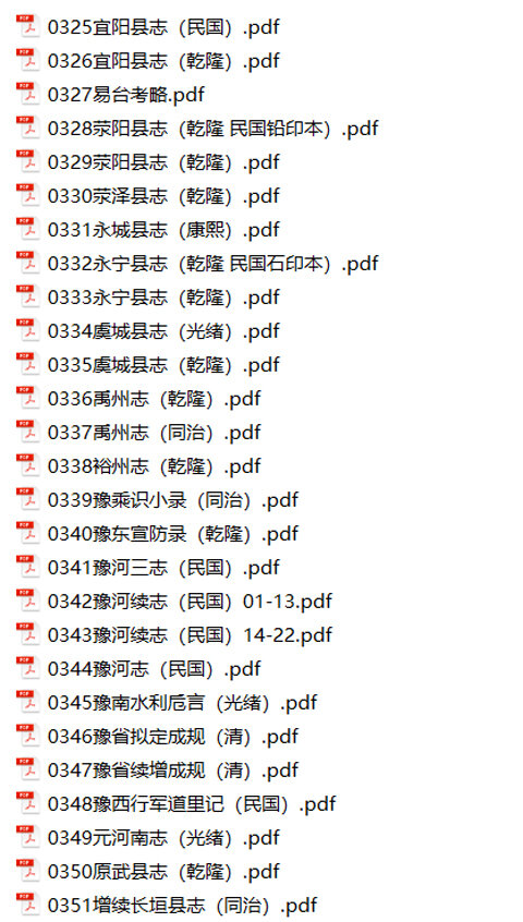 河南地方志县志明清民国版本