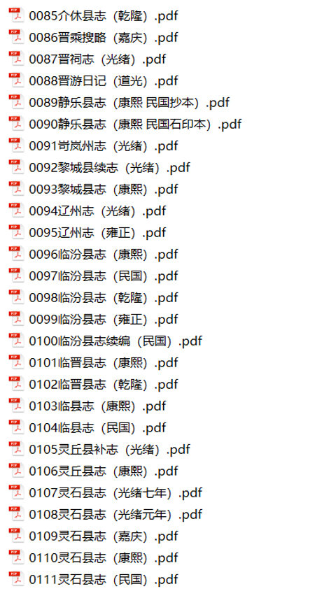 山西地方志县志明清民国版本